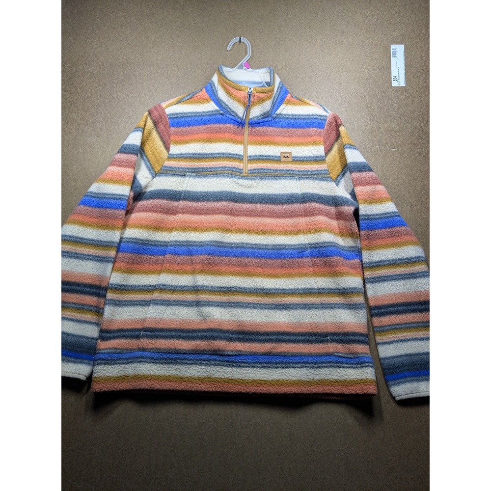 Billabong Adventure Division Womens Large Fleece Quarter Zip Striped Pullover